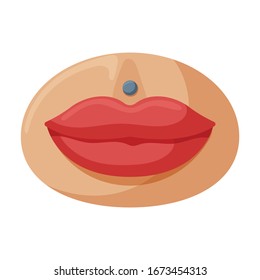 Piercing-Vektorillustration Symbol.Cartoon Vektorillustration Logo einzeln auf weißem Hintergrund Piercing-Mund.
