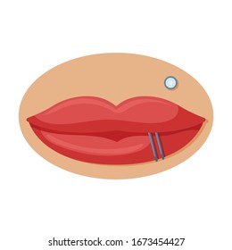 Piercing mouth vector icon.Cartoon vector logo isolated on white background piercing mouth .