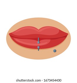 Piercing mouth vector icon.Cartoon vector logo isolated on white background piercing mouth .