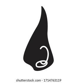 Piercing der Nase Vektorillustration Symbol.Schwarze Vektorillustration Symbol einzeln auf weißem Hintergrund Piercing der Nase.