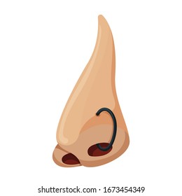 Piercing del icono del vector nasal.Icono del vector de dibujos aislados en la perforación de fondo blanco de la nariz.