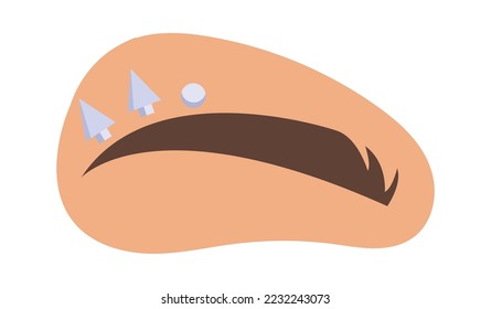 Piercing on eyebrow flat icon Stylish silver accessory