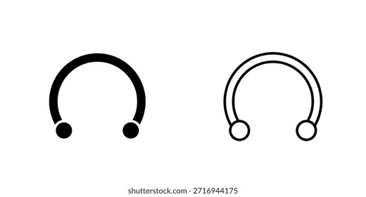 Piercing conjunto icono aislado sobre fondo blanco.