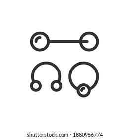 piercing set, linear icon. Editable stroke