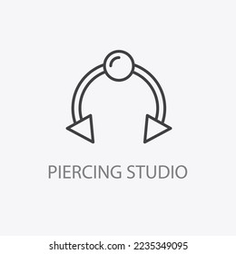 Piercing studio logo. Minimal Vector illustration. Thin line icon element. Small business identity. Cool jewelry logotype, shop emblem.