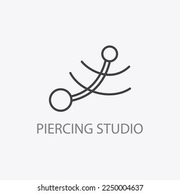 Piercing studio logo. Minimal Vector illustration. Thin line icon element. Small business identity. Cool jewelry logotype, shop emblem.