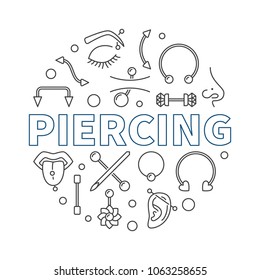 Piercing vector round minimal illustration made with outline piercings concept icons