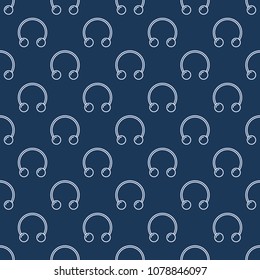 Piercing vector seamless pattern made with outline circular barbells horseshoe icons