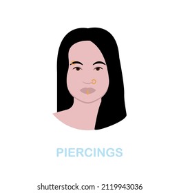 Piercings flat icon. Colored element sign from cosmetology collection. Flat Piercings icon sign for web design, infographics and more.