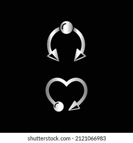 Piercings jewelry love silver logo Vector Image
