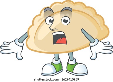 Pierogi cartoon character design on a surprised gesture