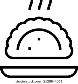 Pierogi-Symbol. Dünnes lineares Design einzeln auf weißem Hintergrund