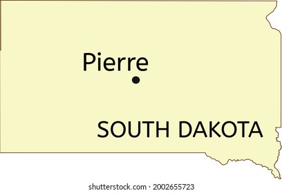 Pierre city location on South Dakota state map