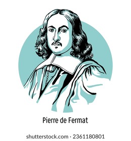 Pierre de Fermat war ein französischer Mathematiker, der sich selbst lehrte, einer der Urheber von analytischer Geometrie, mathematischer Analyse, Wahrscheinlichkeitstheorie und Zahlentheorie. Vektorgrafik von Hand gezeichnet.