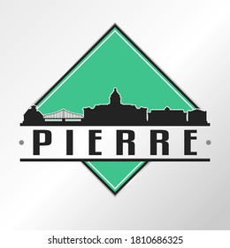 Pierre, SD, USASkyline Logo. Adventure Landscape Design Vector Illustration.