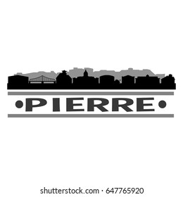 Pierre Skyline Silhouette Design City Vector Art Illustration Clipart.