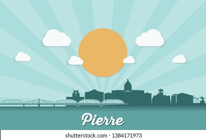 Pierre skyline - South Dakota, United States of America, USA - vector illustration