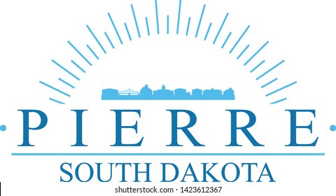 Pierre South Dakota. Banner Design. City Skyline. Silhouette Vector. Famous Monuments.