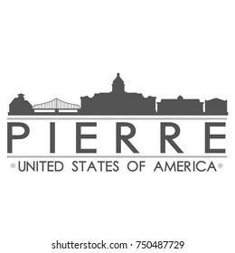 Pierre USA Skyline Silhouette Design City Vector Art Famous Buildings