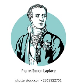 Pierre-Simon Laplace was a French mathematician, mechanic, physicist and astronomer. Hand-drawn vector illustration.