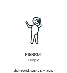 Pierrot outline vector icon. Thin line black pierrot icon, flat vector simple element illustration from editable people concept isolated stroke on white background