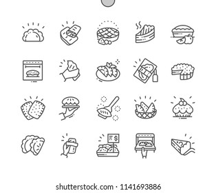 Pies and Pasties Well-crafted Pixel Perfect Vector Thin Line Icons 30 2x Grid for Web Graphics and Apps. Simple Minimal Pictogram