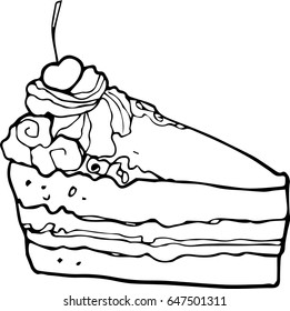 Piese of Cake with cherry vector clipart
