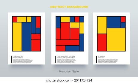 Piet Mondrian seamless pattern. Geometric abstract background. Dutch mosaic or checker line. Retro pop art elements.