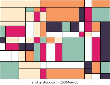 Piet Mondrian style Abstract Computational Generative Art background illustration