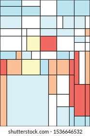Piet Mondrian style Abstract Computational Generative Art background illustration