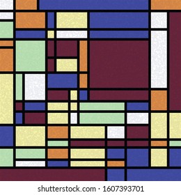 Piet Mondrian Style Computational Generative Art background illustration