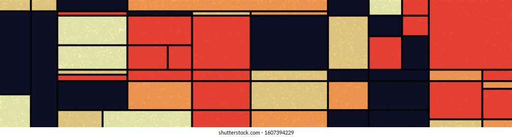 Piet Mondrian Style Computational Generative Art background illustration