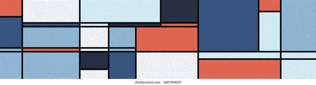 Piet Mondrian Style Computational Generative Art background illustration