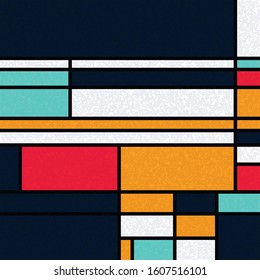 Piet Mondrian Style Computational Generative Art background illustration