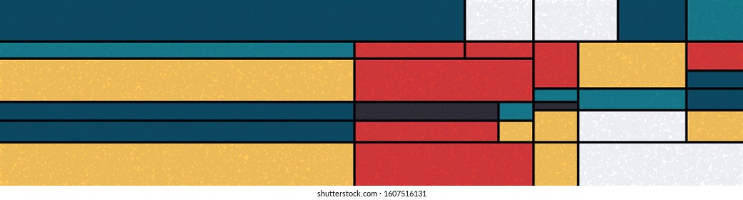 Piet Mondrian Style Computational Generative Art background illustration