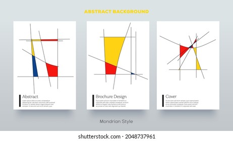 Piet Mondrian trendy covers design. Minimal geometric shapes composition. Retro pop art pattern.