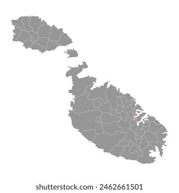 Mapa del distrito de Pieta, división administrativa de Malta. Ilustración vectorial.