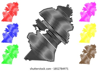 Pietermaritzburg City (Republic of South Africa, RSA, KwaZulu-Natal Province) map vector illustration, scribble sketch City of Maritzburg or umGungundlovu map