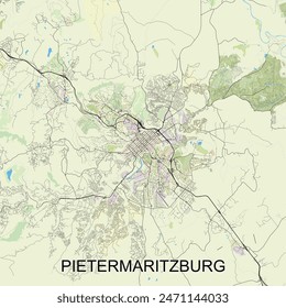 Pietermaritzburg, South Africa map poster art