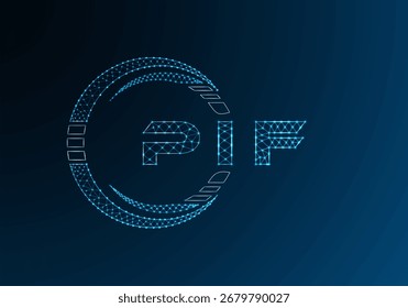 Diseño de Vector de logotipo de letra polivinílica baja PIF. Diseño de logotipo de poliéster inferior PIF. Logotipo de poliéster bajo.