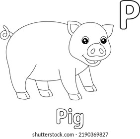 Pig Alphabet ABC Coloring Page P