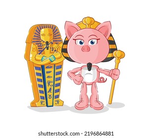 the pig ancient egypt cartoon. cartoon mascot vector