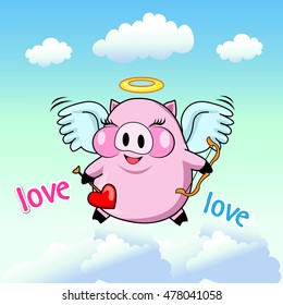 Pig angle cute cartoon vector 10