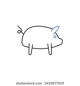 pig animal concept line icon. Simple element illustration. pig animal concept outline symbol design.