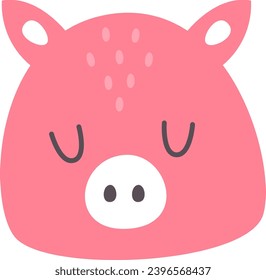 Pig Animal Face Vector Illustration