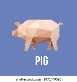 PIG ANIMAL FARM CHINESE ZODIAC LOW POLY LOGO ICON SYMBOL SET. TRIANGLE GEOMETRIC POLYGON