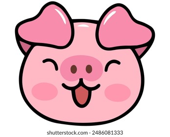 Pig Animal Head Cartoon Illustration