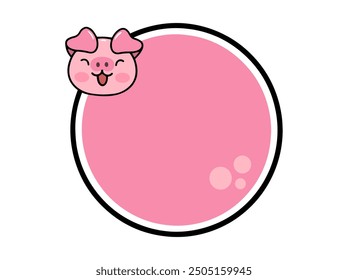 Pig Animal Head Circle Frame Background