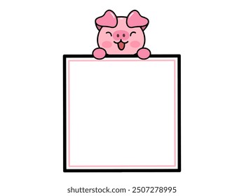 Pig Animal Head Square Frame Background