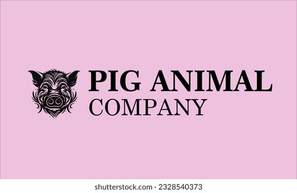 pig animal head vector logo design, vector illustration.